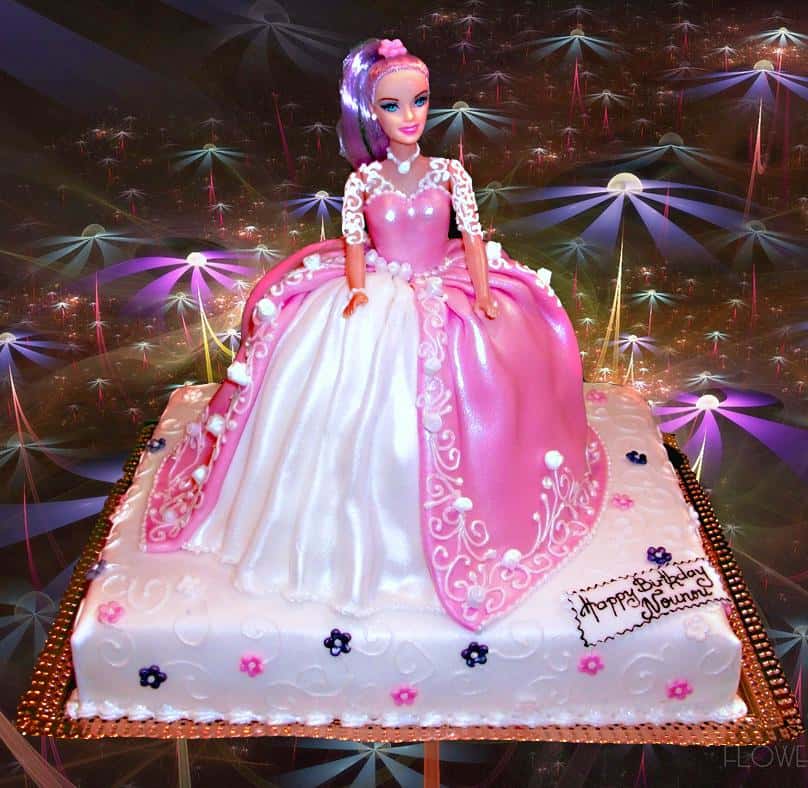 Barbie theme birthday cake